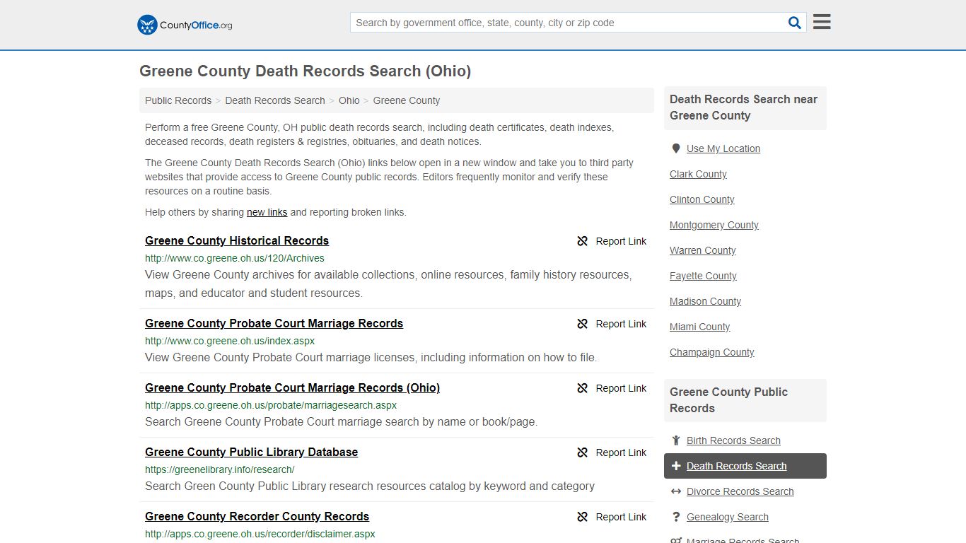 Death Records Search - Greene County, OH (Death ...