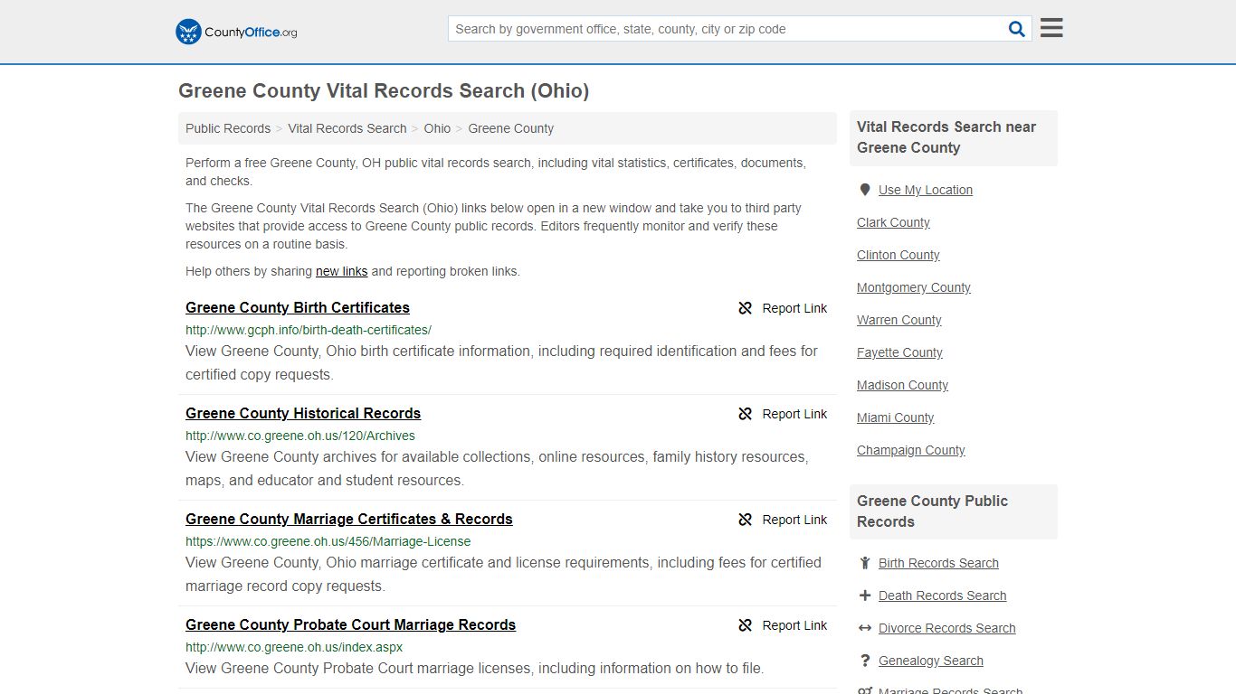 Vital Records Search - Greene County, OH (Birth, Death ...